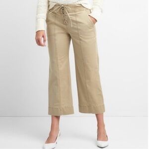 Gap High Rise Lace Up Preppy Office Coastal Career Wide Leg Ankle Pants 6